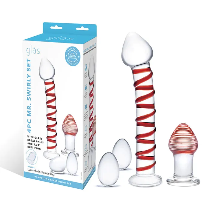 Dildos Electric EEL Inc Glas 4Piece Mr Swirly Set with Glass Kegel Balls and 325 in Buttplug Dildos Electric EEL Inc Glas 4Piece Mr Swirly Set with Glass Kegel Balls and 325 in Buttplug