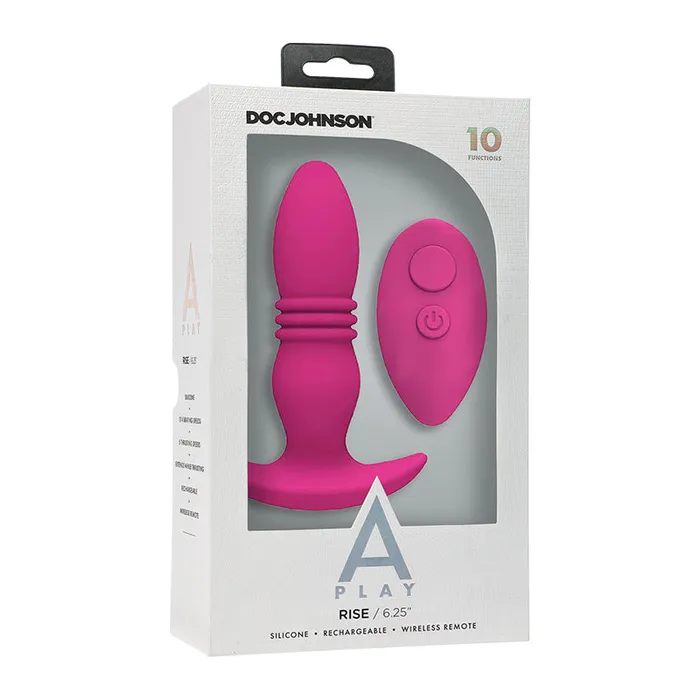 Doc Johnson Male Sex Toys APlay RISE Rechargeable Silicone Anal Plug with Remote Pink Doc Johnson Male Sex Toys APlay RISE Rechargeable Silicone Anal Plug with Remote Pink