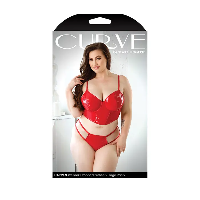 Fantasy Lingerie Male Sex Toys Fantasy Lingerie Curve Carmen Wetlook Cropped Bustier Matching Cage Panty Red XL2XL Fantasy Lingerie Male Sex Toys Fantasy Lingerie Curve Carmen Wetlook Cropped Bustier Matching Cage Panty Red XL2XL