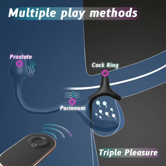 Female Sex Toys YoYoLemon YoYoLemon Vibrating Penis Rings Anul Plug Vibrator with Testicles Stimulator for Men