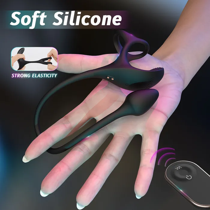 Female Sex Toys YoYoLemon YoYoLemon Vibrating Penis Rings Anul Plug Vibrator with Testicles Stimulator for Men