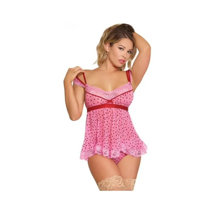 Magic Silk Vibrators Magic Silk Tickled Pink Babydoll Panty Set Pink Sm