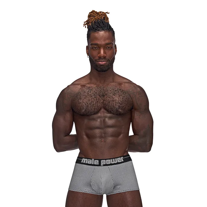 Male Power Sexagon Mini Short Gray L Male Power Male Sex Toys