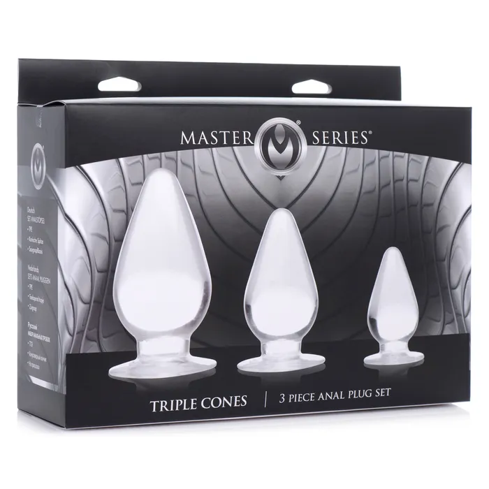 Master Series Triple Cones 3 Piece Anal Plug Set Clear Anal