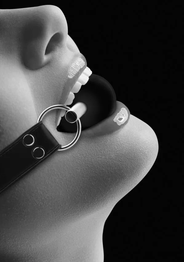 Ouch Black White Solid Ball Gag with Bonded Leather Straps ouch Couples