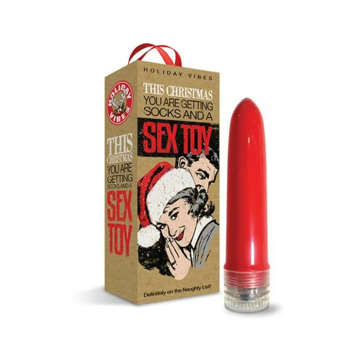 Vibrators Global Novelties LLC Naughty List Gift Socks And A Sex Toy 4 In Multispeed Vibe With Storage Bag