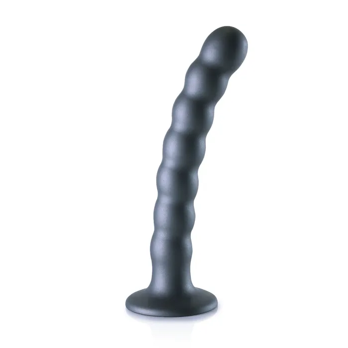 Anal Ouch Ouch Beaded Silicone GSpot Dildo Metallic Grey 65 Inch