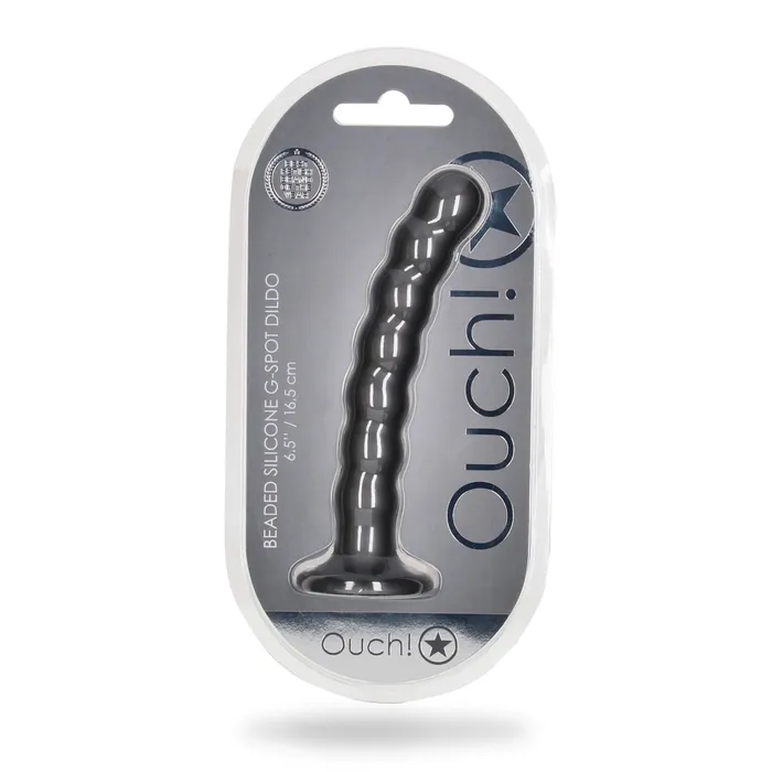 Anal Ouch Ouch Beaded Silicone GSpot Dildo Metallic Grey 65 Inch