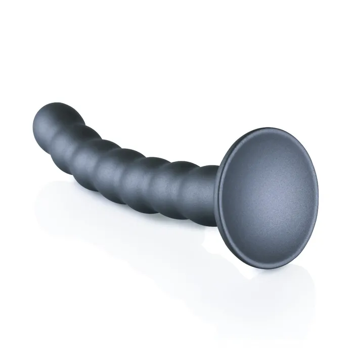Anal Ouch Ouch Beaded Silicone GSpot Dildo Metallic Grey 65 Inch