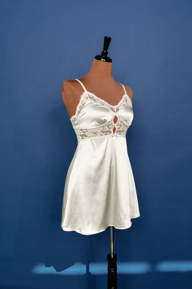 Couples Mentionables Satin Eyelash Lace Slip Iridescent Cream