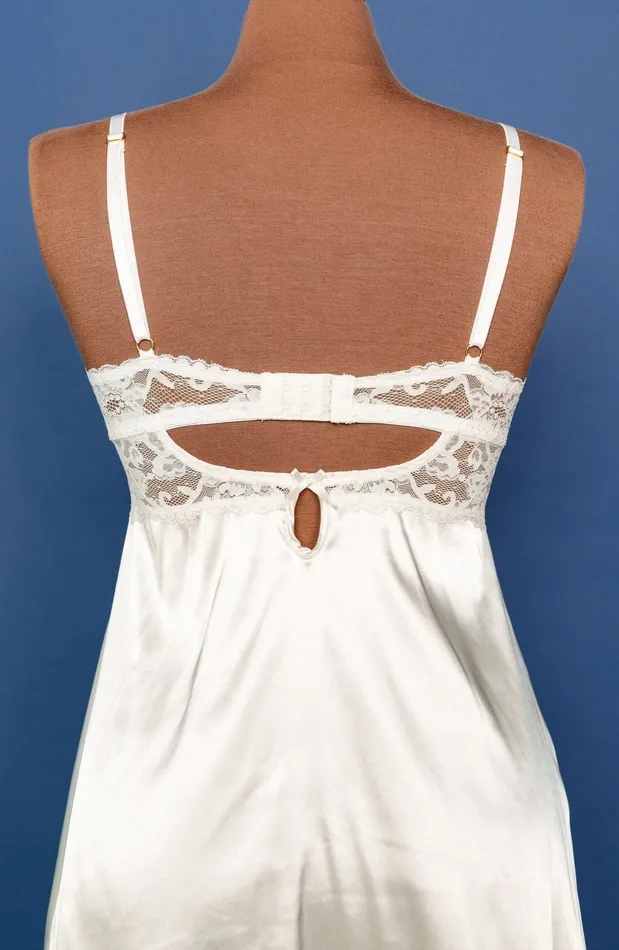 Couples Mentionables Satin Eyelash Lace Slip Iridescent Cream
