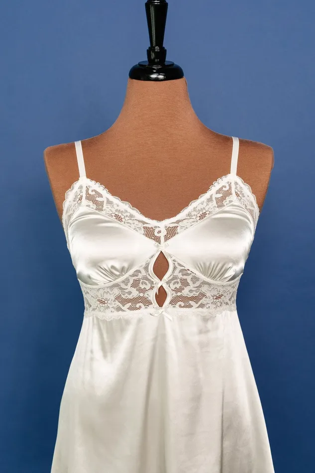 Couples Mentionables Satin Eyelash Lace Slip Iridescent Cream