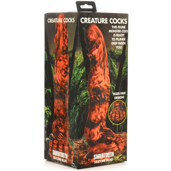 Creature Cocks Dildos Creature Cocks Sabertooth Silicone Dildo Orange Black