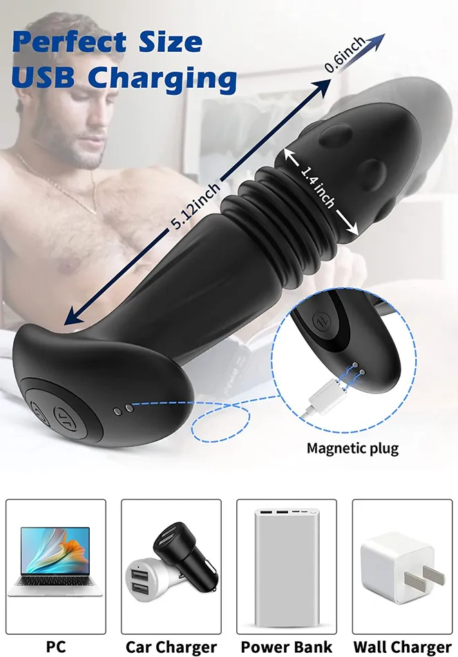 Earlypeach Male Sex Toys 10 Thrusting 3 Speeds Vibration Prostate Massager