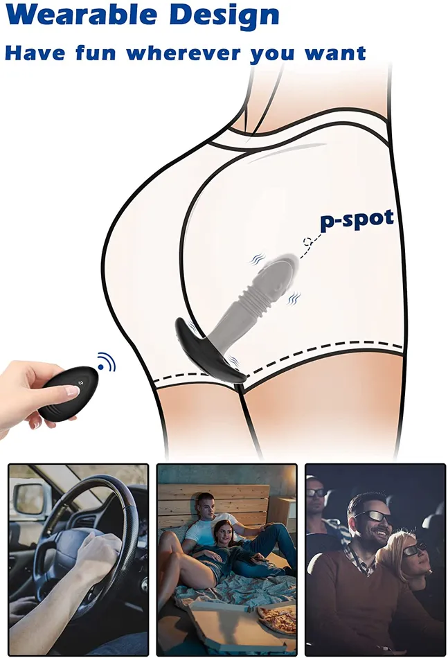 Earlypeach Male Sex Toys 10 Thrusting 3 Speeds Vibration Prostate Massager