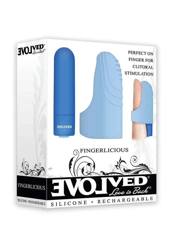 Evolved Fingerlicious Rechargeable Bullet with Silicone Clitoral Stimulation Finger Sleeve Female Sex Toys