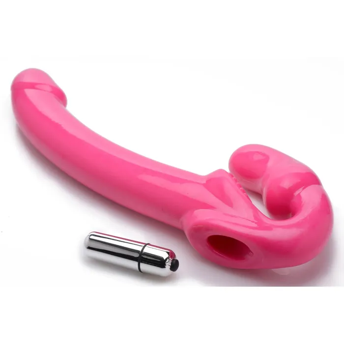 Female Sex Toys Strap U 7X Revolver Slim Vibrating Strapless StrapOn Pink Strap U