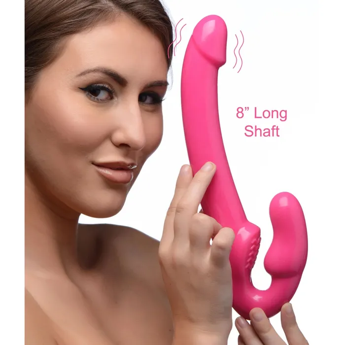 Female Sex Toys Strap U 7X Revolver Slim Vibrating Strapless StrapOn Pink Strap U