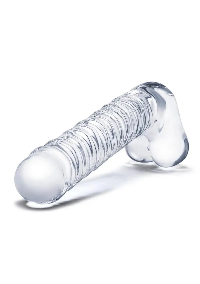 Glas Dildos Glas Realistic Ribbed Glass GSpot Dildo with Balls