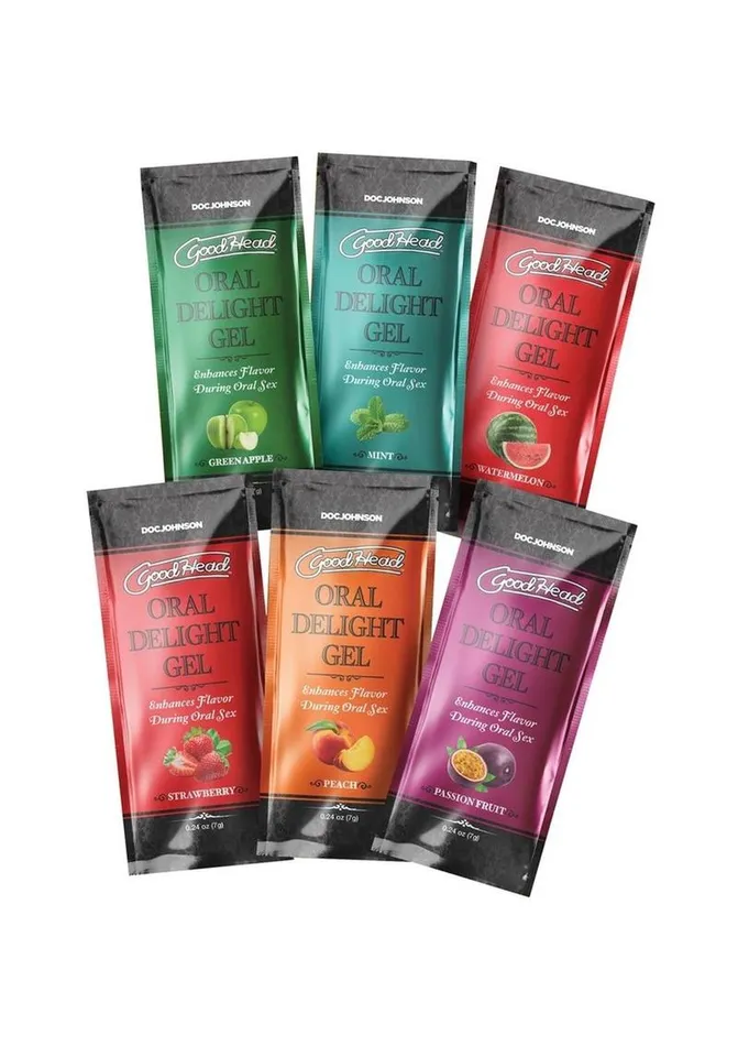 GoodHead Goodhead Oral Delight Gel 2 24oz Bulk 48 Pieces Assorted Green Apple Mint Peach Strawberry Watermelon Passion Fruit Enhancers GoodHead Goodhead Oral Delight Gel 2 24oz Bulk 48 Pieces Assorted Green Apple Mint Peach Strawberry Watermelon Passion Fruit Enhancers