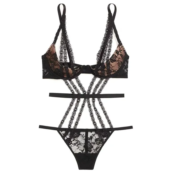 Inyarose Lace Hollow Out Slimming Onepiece Bodysuit Female Sex Toys