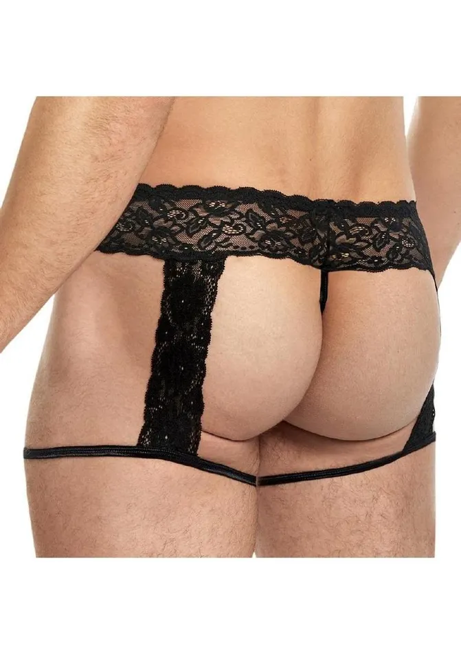 Lace King Mens Lace and Mesh Garter Panty Lace King Female Sex Toys