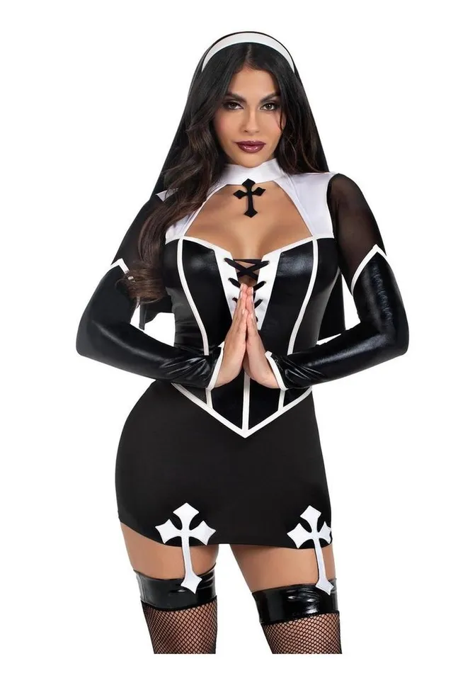 Leg Avenue Holy Hottie Set Boned Garter Dress with Cross Accents and Nun Habit Leg Avenue Male Sex Toys Leg Avenue Holy Hottie Set Boned Garter Dress with Cross Accents and Nun Habit Leg Avenue Male Sex Toys