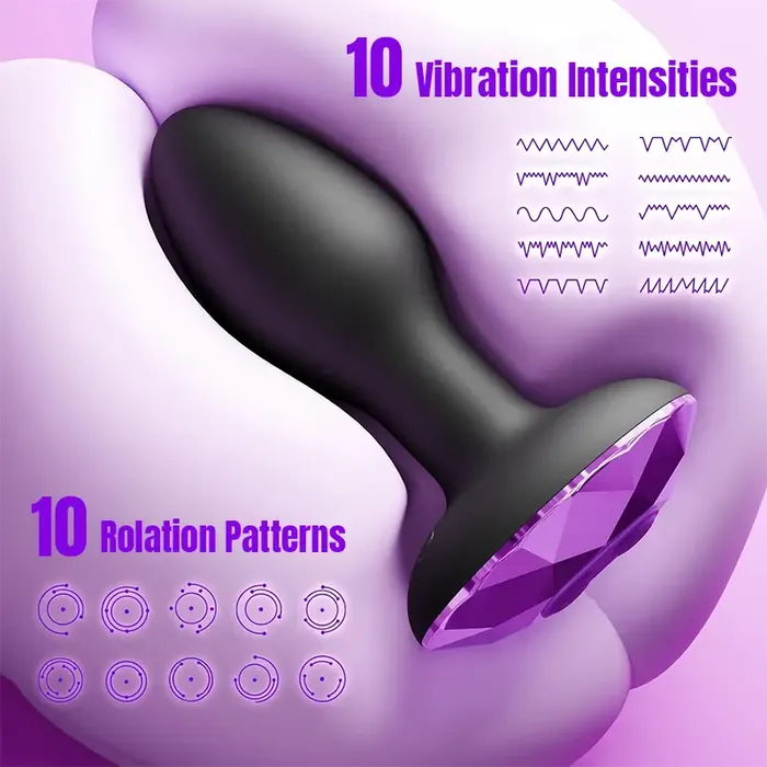 Male Sex Toys Inyarose Pleasure Wave Rotating Vibrating Anal Plug