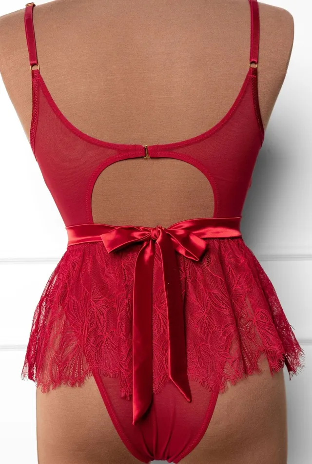 Mentionables Vibrators Eyelash Lace Crotchless Teddy Red Mentionables Vibrators Eyelash Lace Crotchless Teddy Red