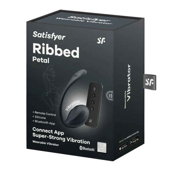 Satisfyer Vibrators Satisfyer Ribbed Petal Connect App Wearable Vibrator Black