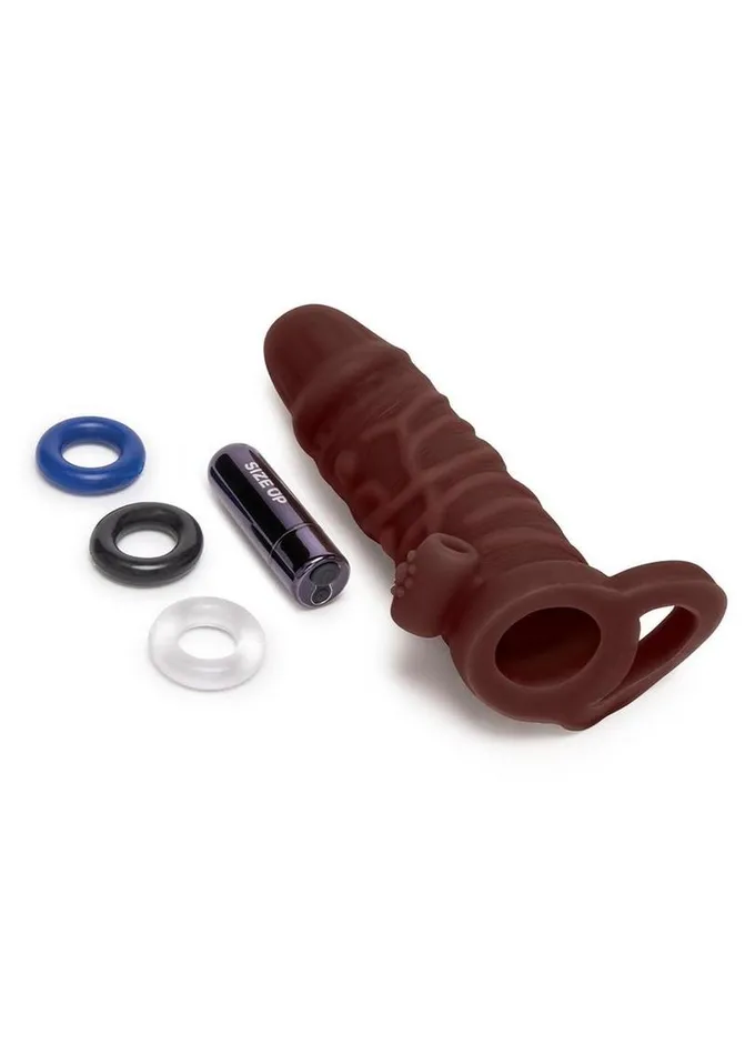 Size Up Male Sex Toys Size Up Silicone Vibrating Realistic Penis Extender with Ball Loop