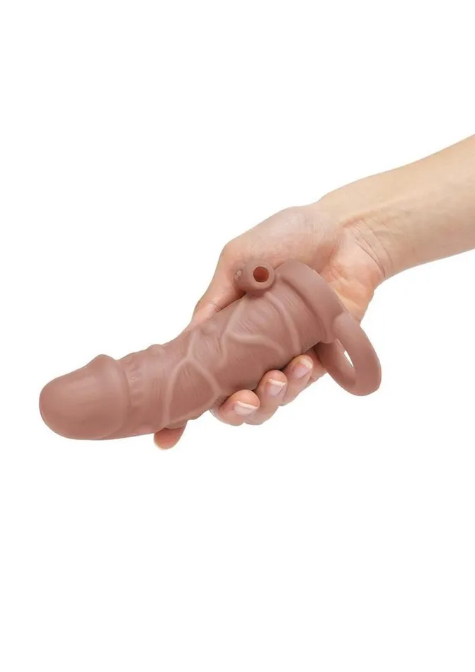 Size Up Male Sex Toys Size Up Silicone Vibrating Realistic Penis Extender with Ball Loop