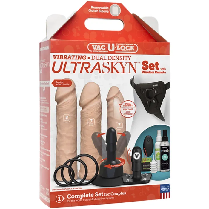 VacULock Female Sex Toys VacULock Vibrating Ultraskyn Dual Density StrapOn Set
