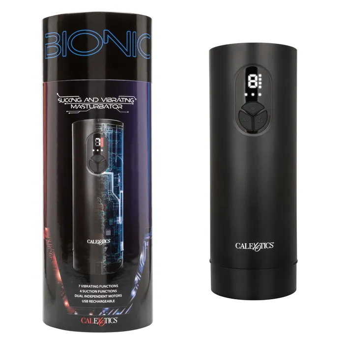 CalExotics Male Sex Toys Bionic Sucking and Vibrating Masturbator Black CalExotics Male Sex Toys Bionic Sucking and Vibrating Masturbator Black