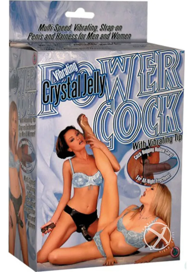 Crystal Jelly Power Cock Vibrating StrapOn Harness with Hollow Dildo Nasstoys Female Sex Toys