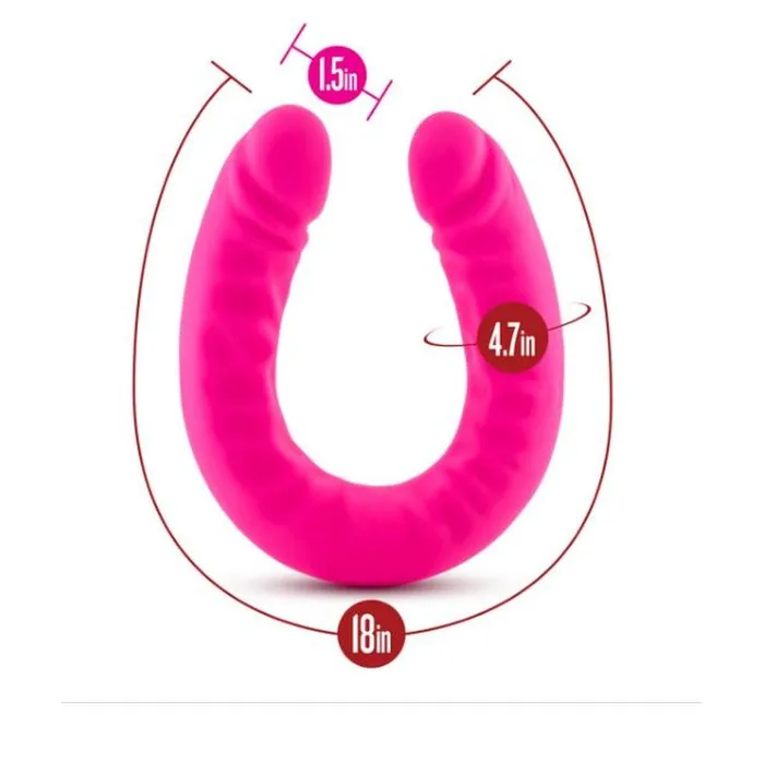 Dildos Ruse Silicone Slim 18in Hot Pink Double Dong Ruse
