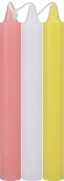 Doc Johnson Vibrators Japanese Drip Candles 3 Pack Pink White Yellow