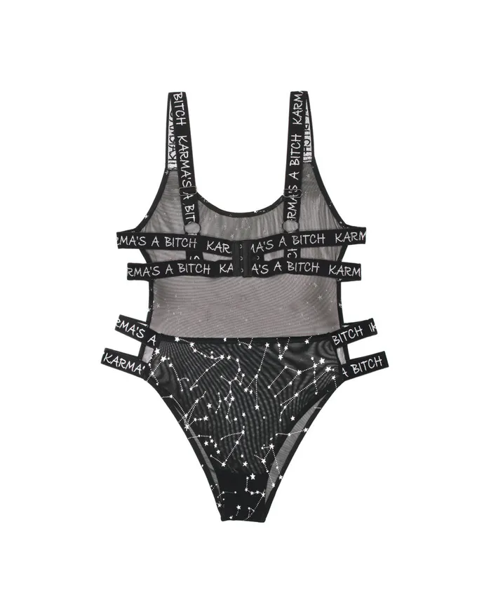 Fantasy Lingerie Karmas a Bitch Bodysuit Black Lxl Anal