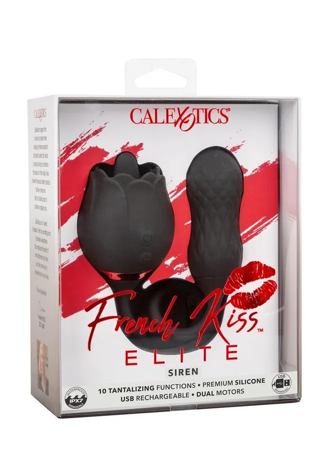 French Kiss Female Sex Toys French Kiss Elite Siren Rechargeable Silicone Vibrator with Clitoral Stimulator