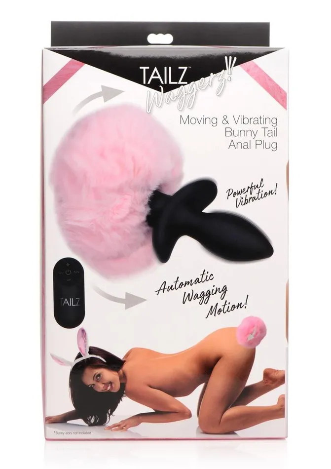 Male Sex Toys Tailz Moving and Vibrating Bunny Tails Rechargeable Silicone Anal Plug with Remote Control TAILZ