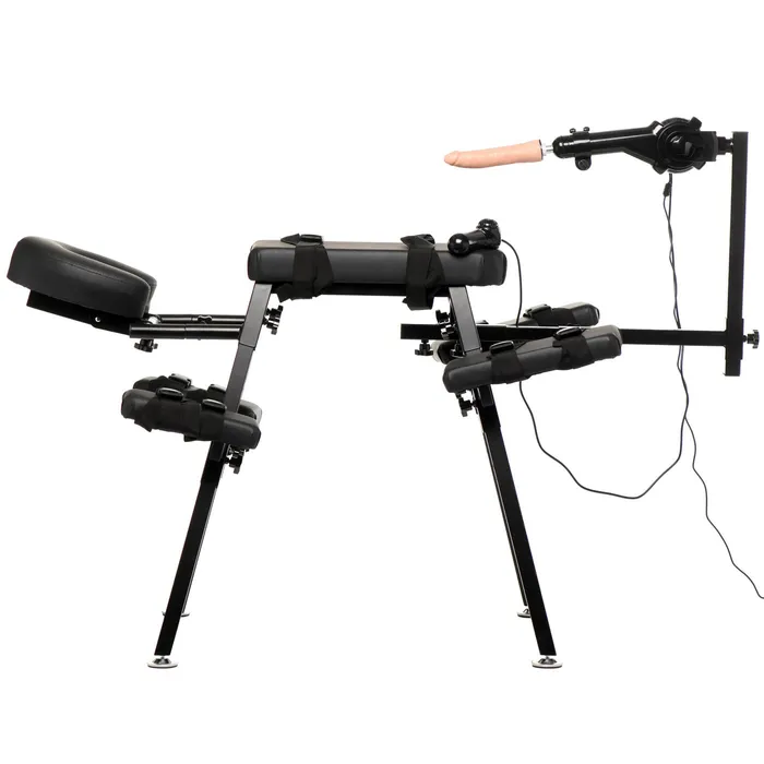 Obedience Bench With Sex Machine Black XR Brands Master Series Female Sex Toys Obedience Bench With Sex Machine Black XR Brands Master Series Female Sex Toys