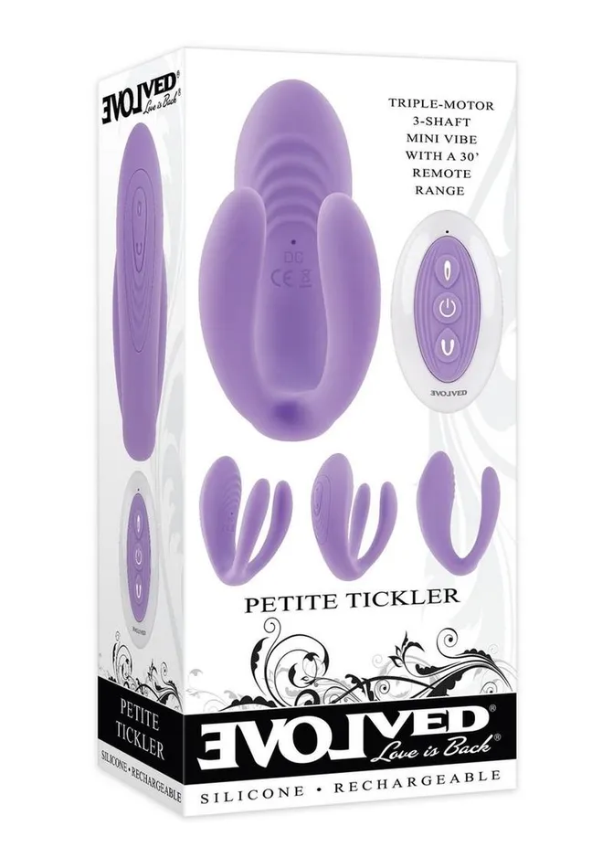 Petite Tickler Rechargeable Silicone Triple Stimulating Mini Vibrator with Remote Control Evolved Female Sex Toys