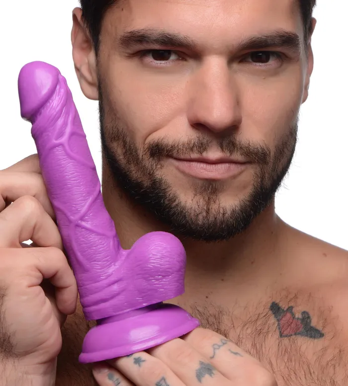 Pop Pecker 65 Inch Dildo With Balls Purple XR Brands Pop Peckers Dildos