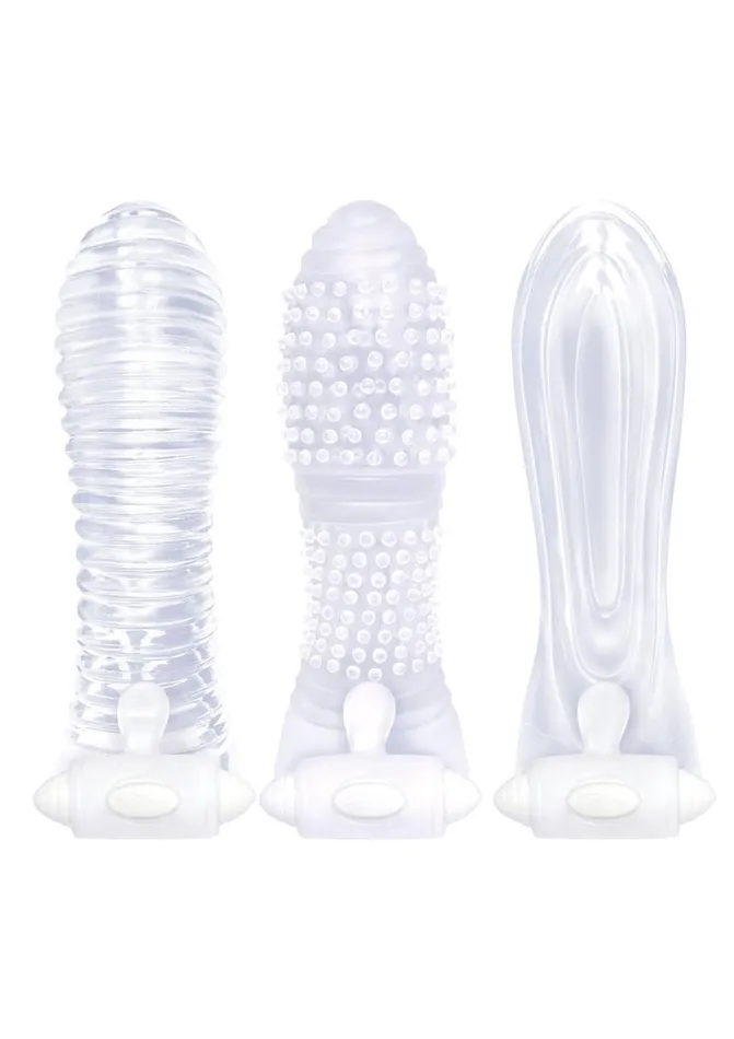 THE 9S Female Sex Toys The 9s Vibrating Sextenders 3Pack Nubbed Contoured Ribbed THE 9S Female Sex Toys The 9s Vibrating Sextenders 3Pack Nubbed Contoured Ribbed