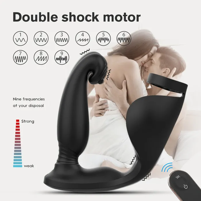 Versatile Vibrating Remote Control Cock Ring Butt Plug Prostate Massager SIMU PARADISE Male Sex Toys