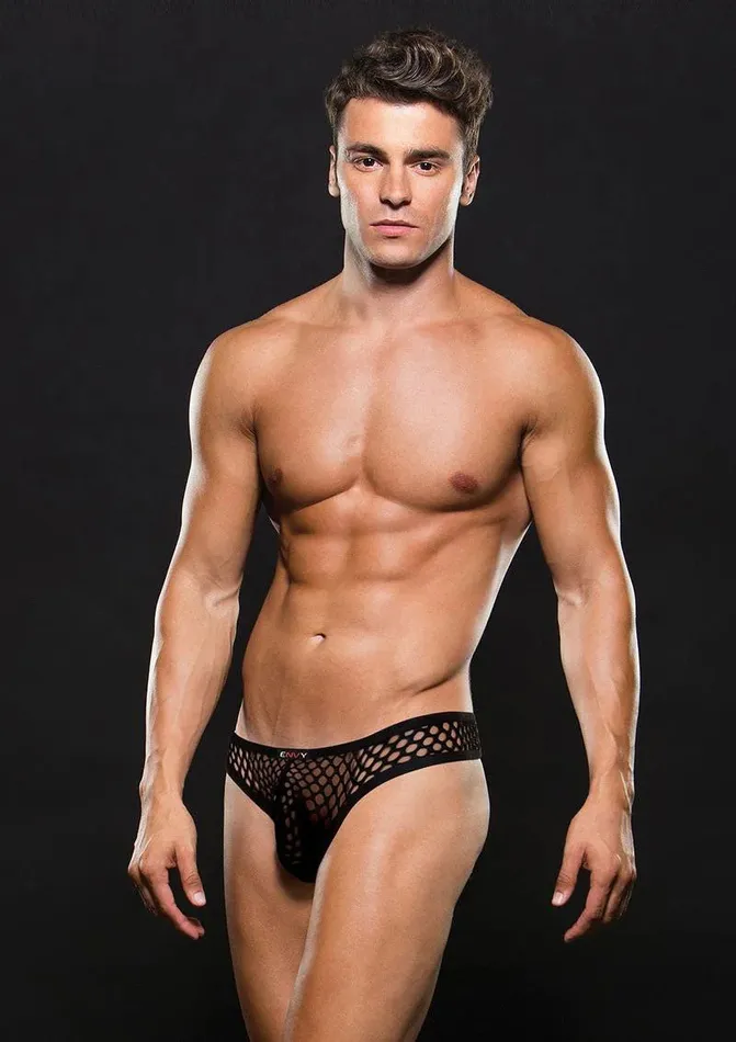 Anal Envy Menswear Envy Modern Fishnet Thong Smallmedium Black