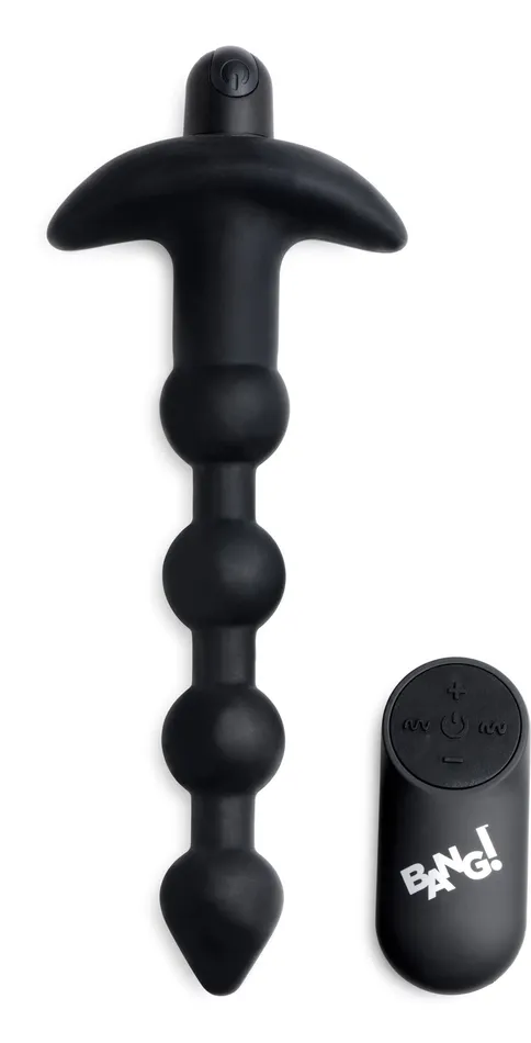 Bang Vibrating Silicone Anal Beads and Remote Black XR Brands Anal