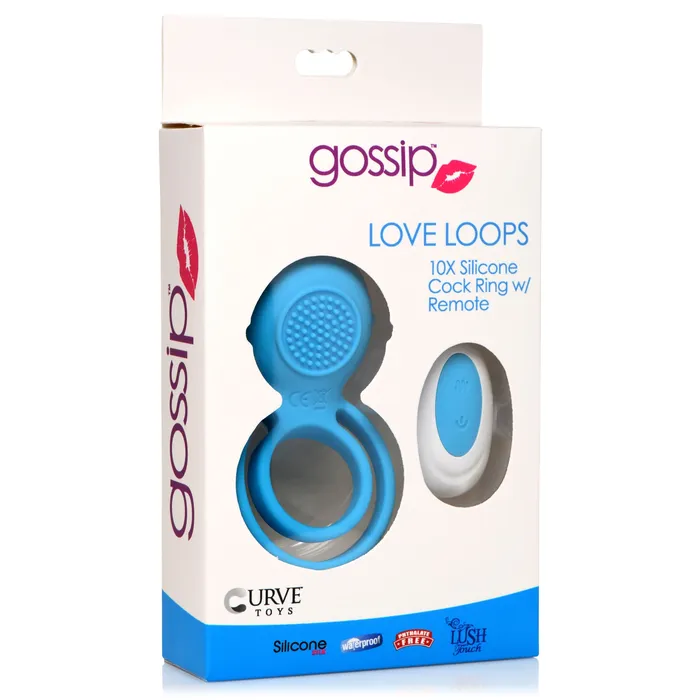 Gossip Love Loops 10X Silicone Azure Cock Ring w Remote Gossip Male Sex Toys Gossip Love Loops 10X Silicone Azure Cock Ring w Remote Gossip Male Sex Toys