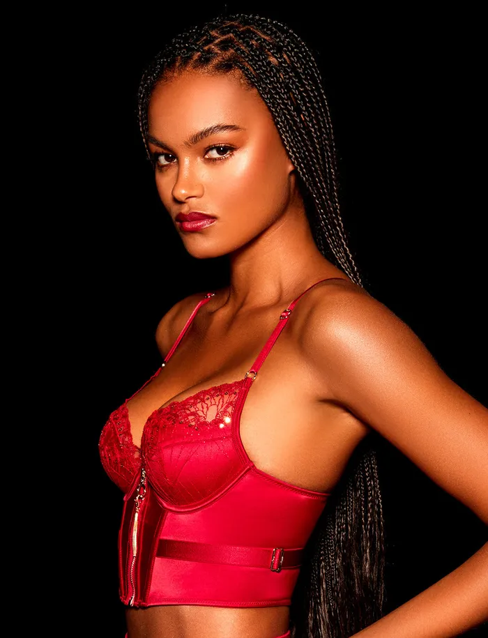 Honey Birdette Anal Gloria Red Bustier Skirt Lingerie Set