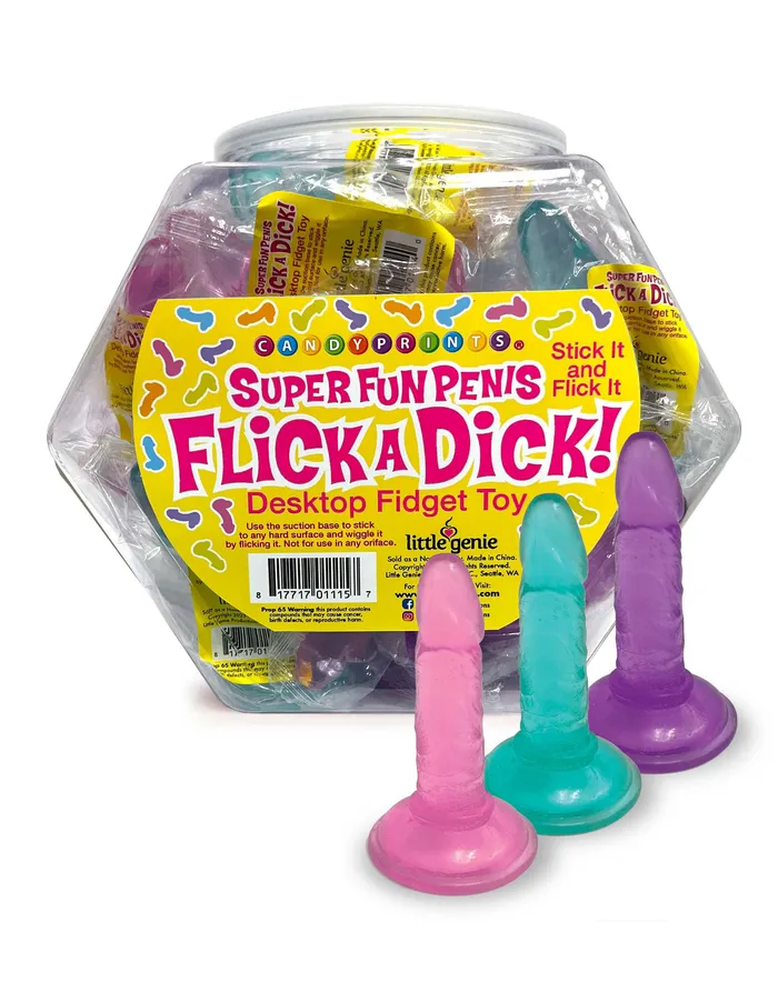 Little Genie Vibrators Flick a Dick Desktop Fidget Toy Display of 24